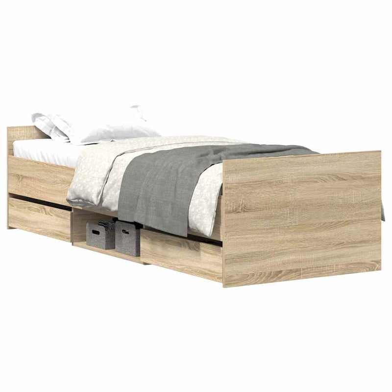 Łóżko Brązowe Rama Łóżka Ze Stelażem Do Pokoju Sypialni 75x190 cm
