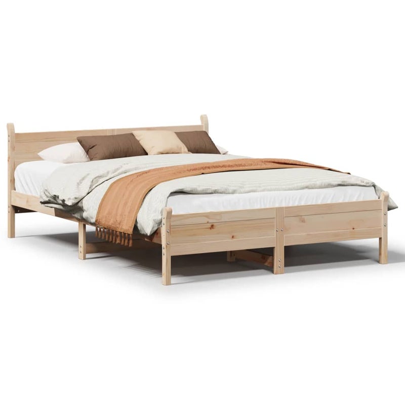Łóżko Drewniane Rama Łóżka Sofa Brązowe Do Sypialni Pokoju 135x190 cm
