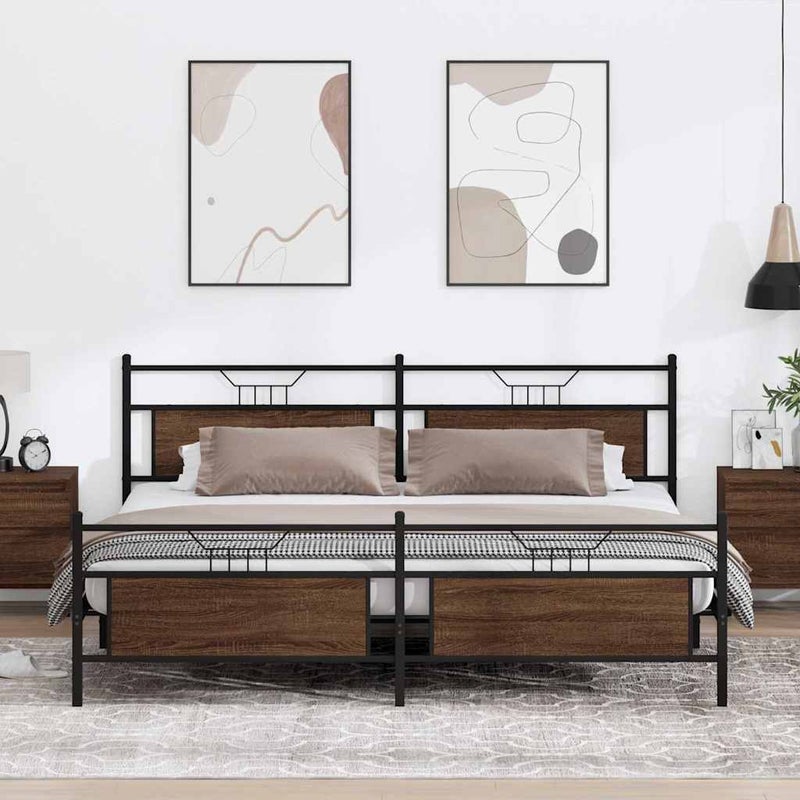 Łóżko Metalowe Rama Łóżka Ze Stelażem Do Pokoju Sypialni 200x200 cm