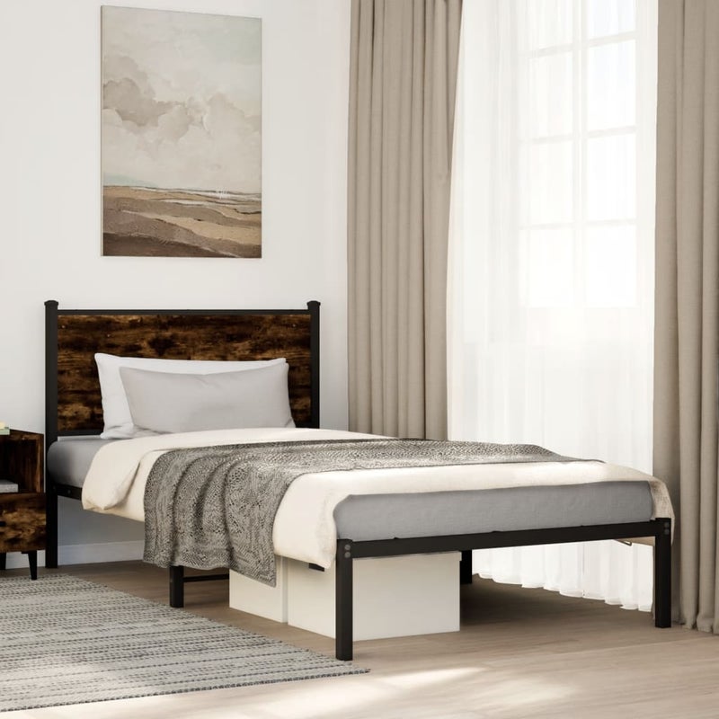 Łóżko Metalowe Czarne Rama łóżka Ze Stelażem Łóżko Do Sypialni Pokoju 107x203 cm