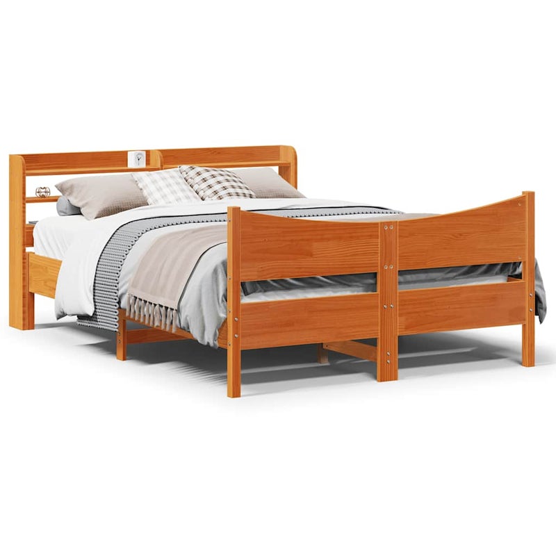 Łóżko Drewniane Rama Łóżka Sofa Brązowe Do Sypialni Pokoju 150x200 cm