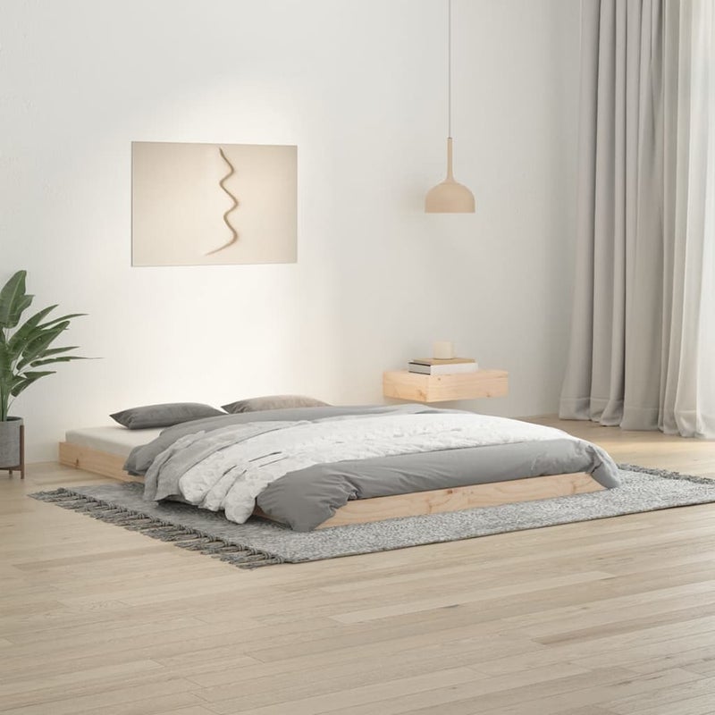 Łóżko Drewniane Brązowe Rama Łóżka Ze Stelażem Drewniana Do Sypialni Pokoju 135x190 cm