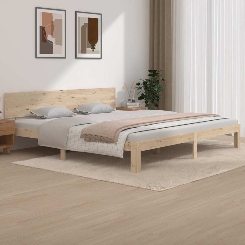 Łóżko Drewniane Brązowe Rama Łóżka Ze Stelażem Drewniana Do Sypialni Pokoju 200 x 200 cm