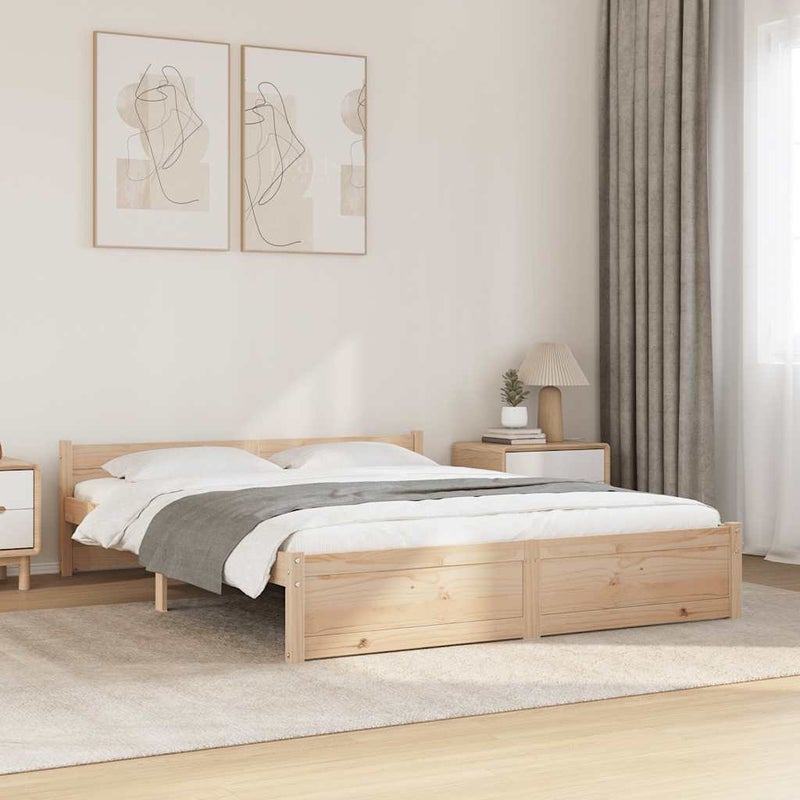 Łóżko Drewniane Rama Łóżka Sofa Brązowe Do Sypialni Pokoju 135x190 cm