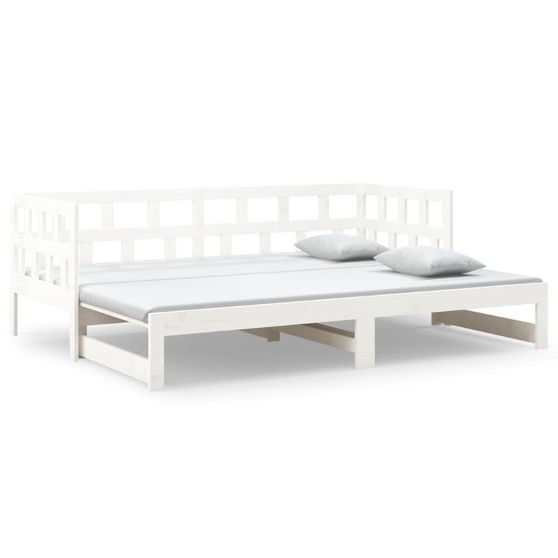 Łóżko Drewniane Rama Łóżka Sofa Biała Do Sypialni Pokoju 2x(90x200) cm