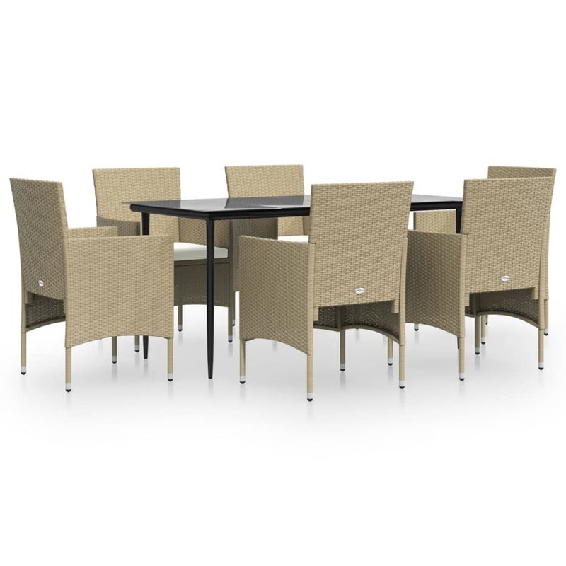 Zestaw Mebli Ogrodowych z Poduszkami Stół Krzesła Meble Ogrodowe Beżowe Na Taras Balkon Ogród Do Restauracji Polirattan