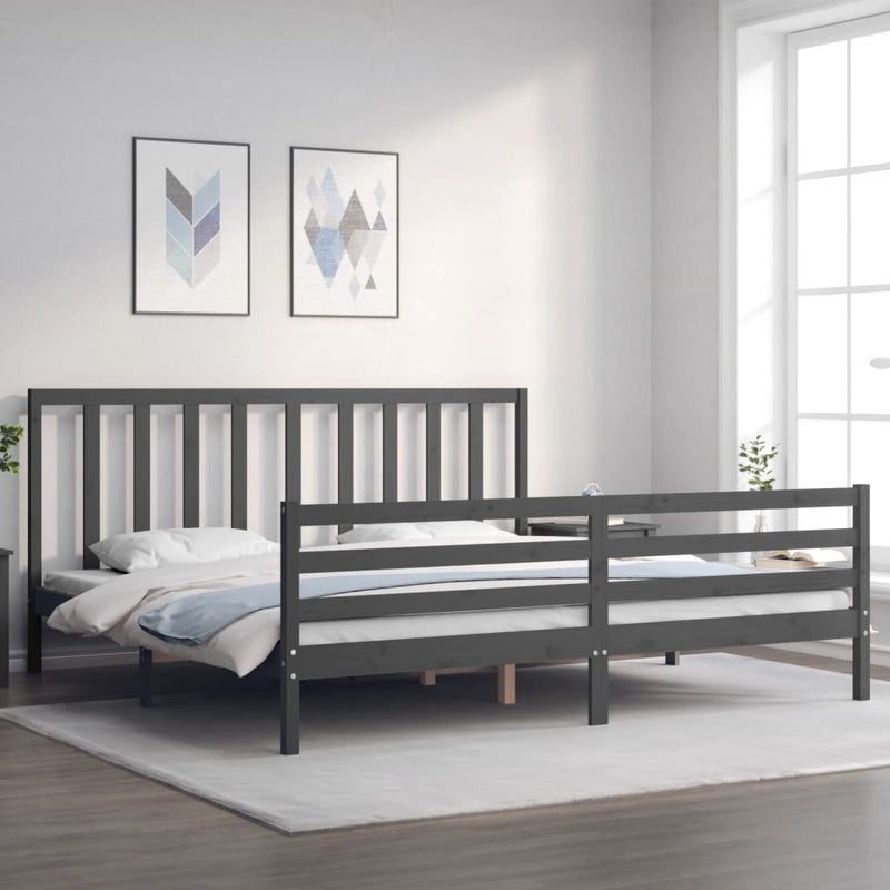 Łóżko Drewniane Szare Rama Łóżka Ze Stelażem Drewniana Łóżko Do Sypialni Pokoju 200x200 cm