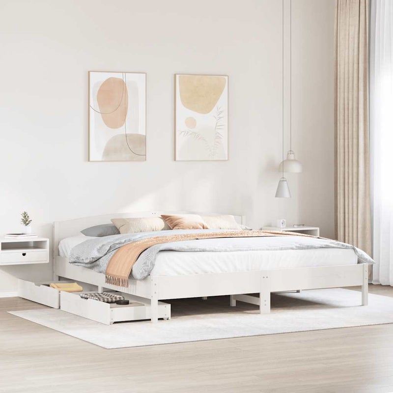 Łóżko Drewniane Rama Łóżka Sofa Biała Do Sypialni Pokoju 200x200 cm