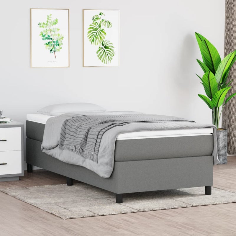 Łóżko tapicerowane rama łóżka ze stelażem szara do sypialni 80x200 cm