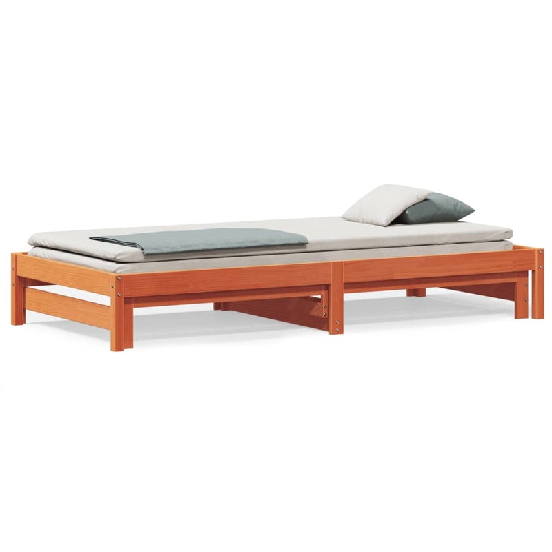 Łóżko Dzienne Rozsuwane Sofa Rama Łóżka Drewniana Brąz 90x200 cm