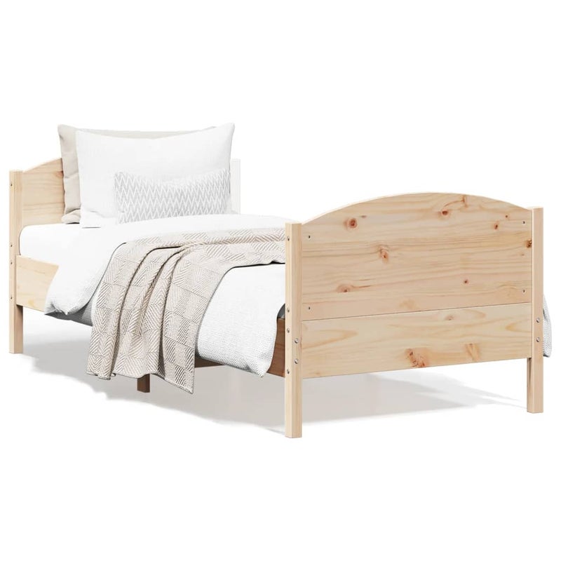 Łóżko Drewniane Brązowe Rama Łóżka Ze Stelażem Drewniana Do Sypialni Pokoju 75x190 cm