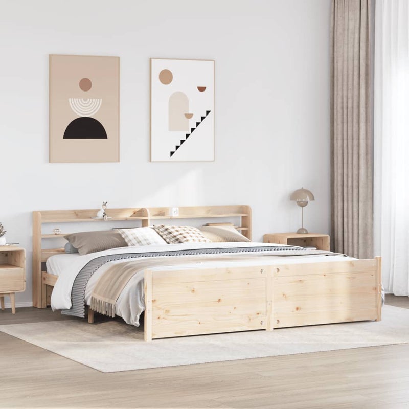 Łóżko Drewniane Brązowe Rama Łóżka Ze Stelażem Sypialnia Pokój 200x200 cm