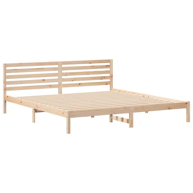 Łóżko Drewniane Brązowe Rama Łóżka Ze Stelażem Sypialnia Pokój 180 x 210 cm
