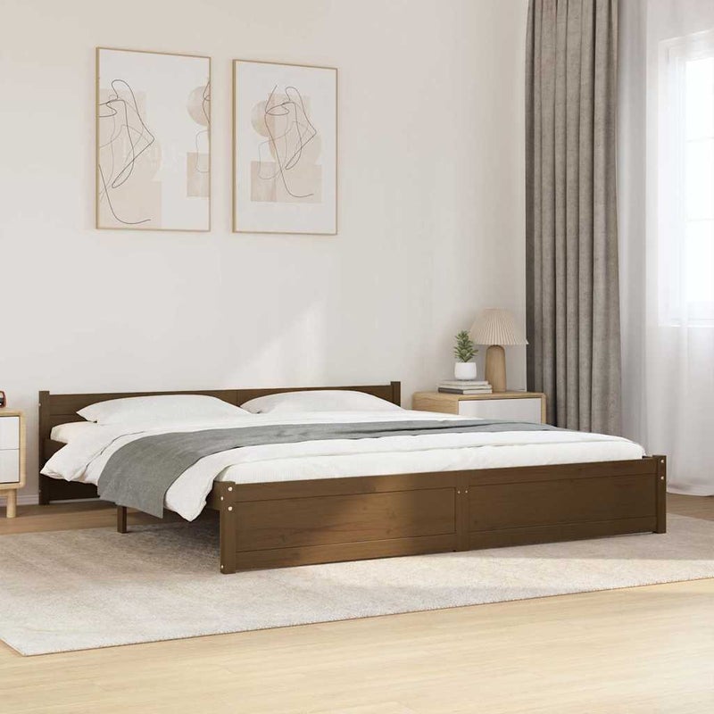 Łóżko Drewniane Rama Łóżka Sofa Brązowe Do Sypialni Pokoju 200 x 200 cm