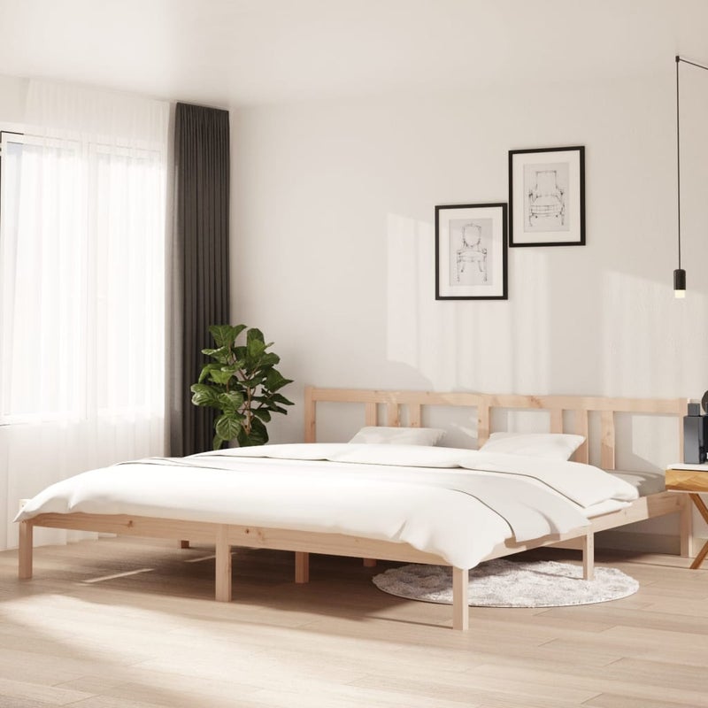 Łóżko Drewniane Brązowe Rama Łóżka Stelaż Do Pokoju Sypialni 200x200 cm
