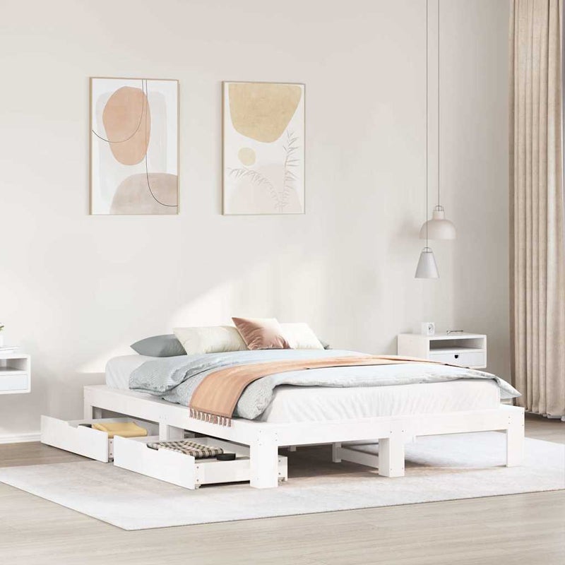 Łóżko Drewniane Rama Łóżka Sofa Biała Do Sypialni Pokoju 150x200 cm