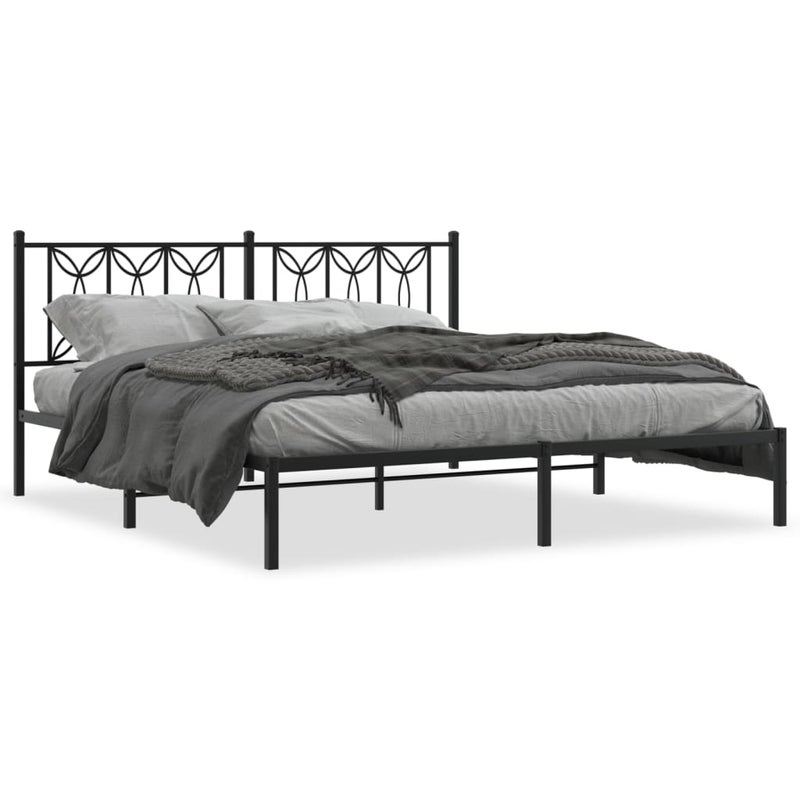 Łóżko Metalowe Czarne Rama Łóżka Ze Stelażem Do Sypialni Pokoju 183x213 cm