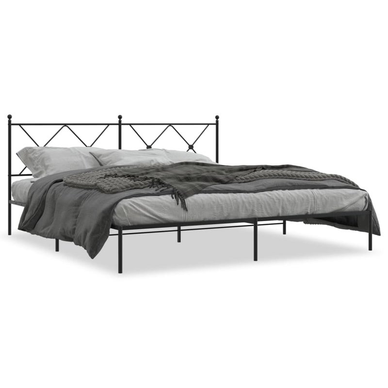 Łóżko Metalowe Czarne Rama Łóżka Ze Stelażem Do Sypialni Pokoju 183x213 cm