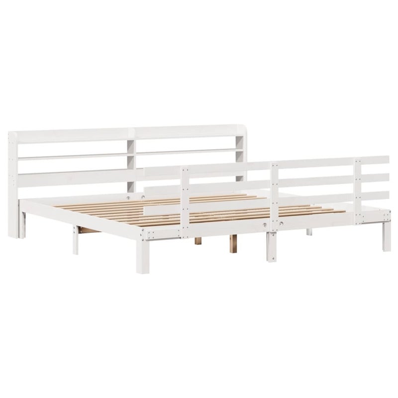 Łóżko Białe Rama Łóżka Ze Stelażem Do Sypialni Pokoju 200x200 cm