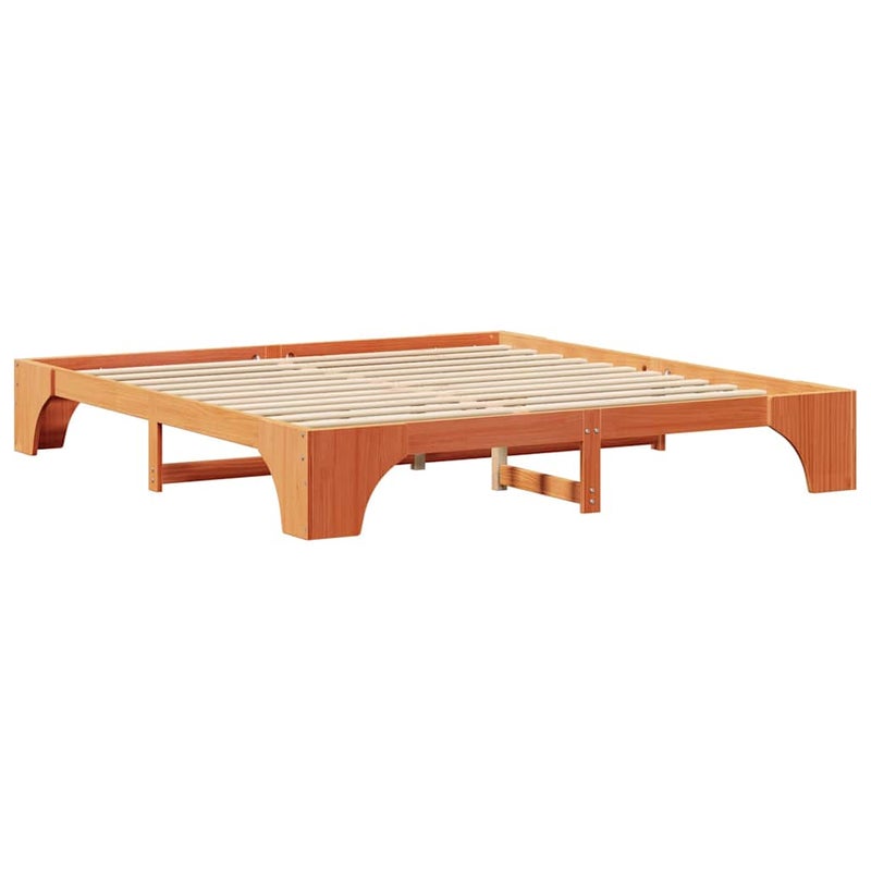 Łóżko Drewniane Brązowe Rama Łóżka Ze Stelażem Sypialnia Pokój 180 x 200 cm