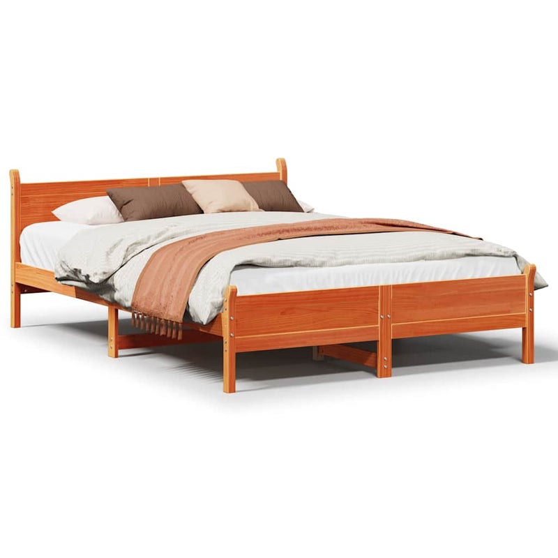 Łóżko Drewniane Rama Łóżka Sofa Brązowe Do Sypialni Pokoju 140x190 cm