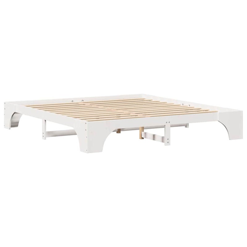 Łóżko Drewniane Białe Rama Łóżka Ze Stelażem Drewniana Łóżko Do Sypialni Pokoju 200 x 200 cm