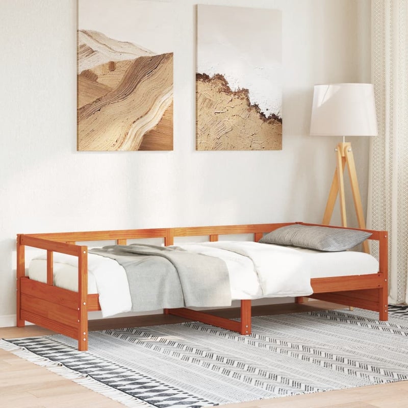 Łóżko Dzienne Drewniane Brązowe Rama Łóżka Ze Stelażem Sofa 80x200 cm