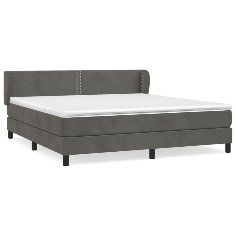 Łózko Kontynentalne z Materacem Szary Aksamit Łóżko Tapicerowane Do Sypialni Pokoju 160x200