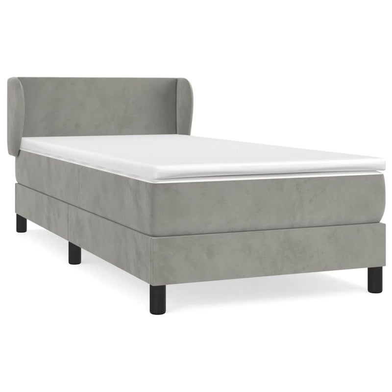 Łózko Kontynentalne z Materacem Szary Aksamit Łóżko Tapicerowane Do Sypialni Pokoju 100x200cm