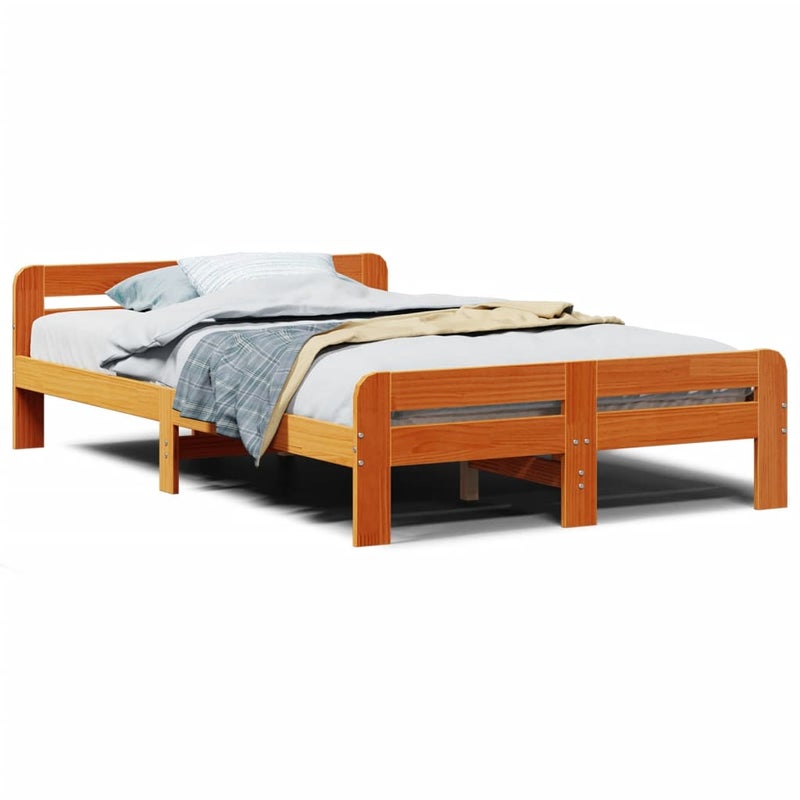 Łóżko Drewniane Rama Łóżka Sofa Brązowe Do Sypialni Pokoju 135x190 cm