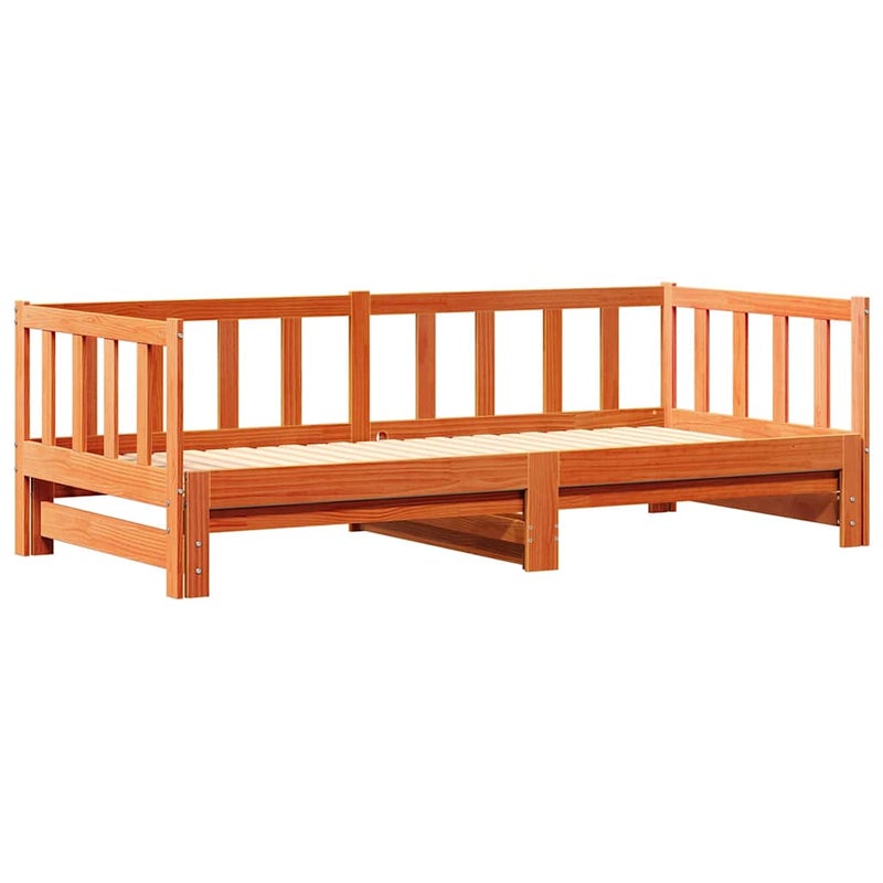 Łóżko Dzienne Rozsuwane Sofa Rama Łóżka Drewniana Brąz