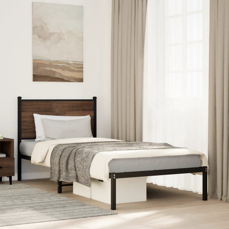 Łóżko Metalowe Czarne Rama łóżka Ze Stelażem Łóżko Do Sypialni Pokoju 75x190 cm