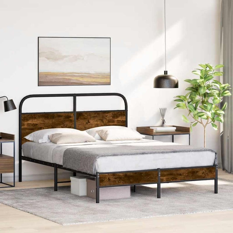Łóżko Metalowe Rama Łóżka Metalowa Ze Stelażem Pokoj Sypialnia 135x190 cm