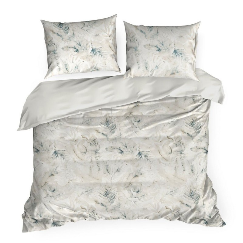 Pościel SPRING/82 liście beż turkus 160x200 cm satyna