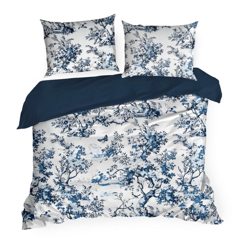 Pościel SPRING/86 ogród granat 160x200 cm satyna
