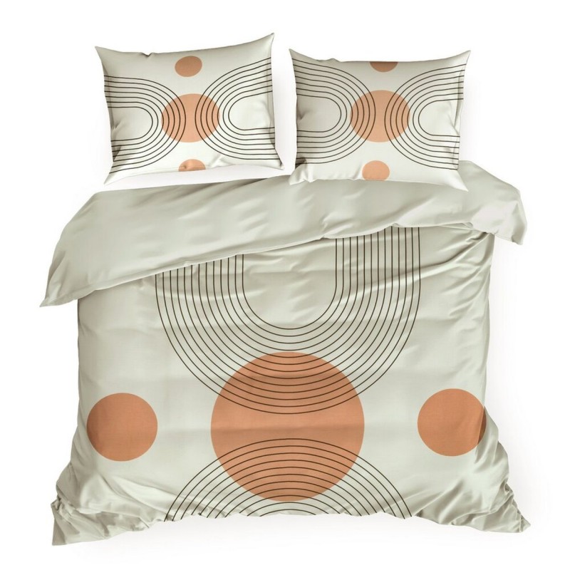 Pościel SPRING/87 geo beż pomarańcz 160x200 cm satyna