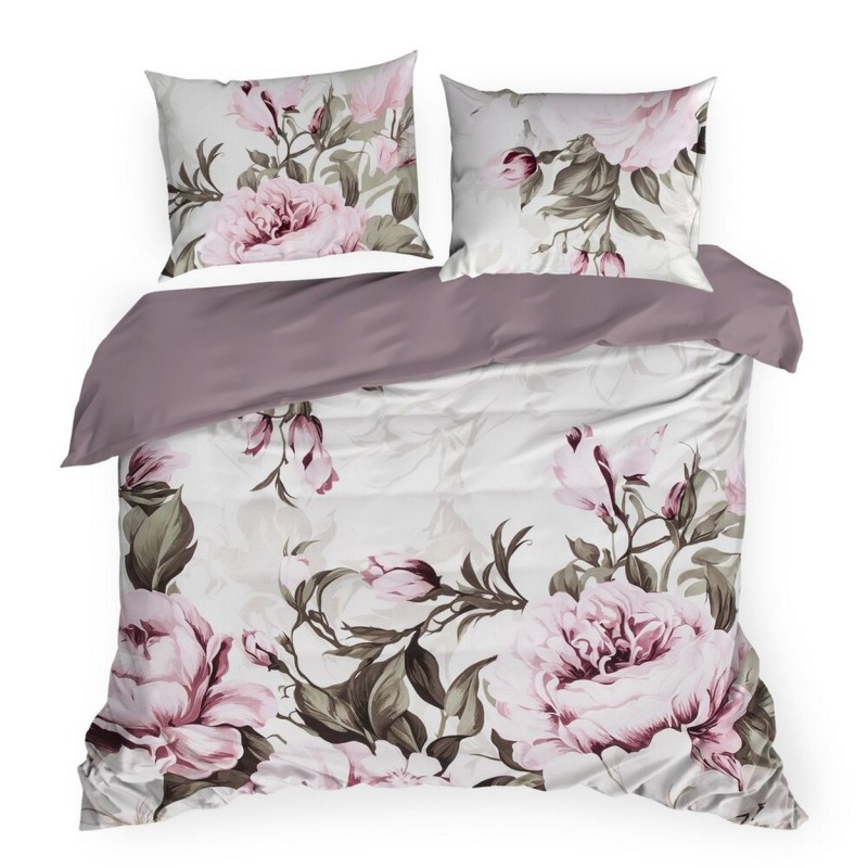 Pościel PEONY piwonie krem róż 160x200 cm bawełna