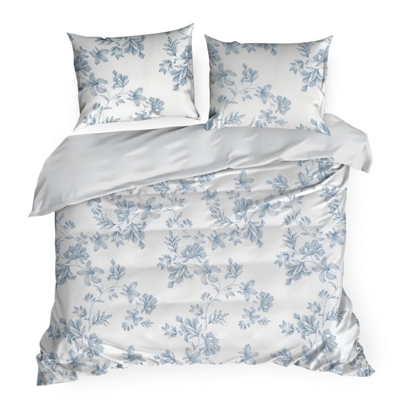 Pościel SPRING/99 niebieskie piwonie 160x200 cm satyna