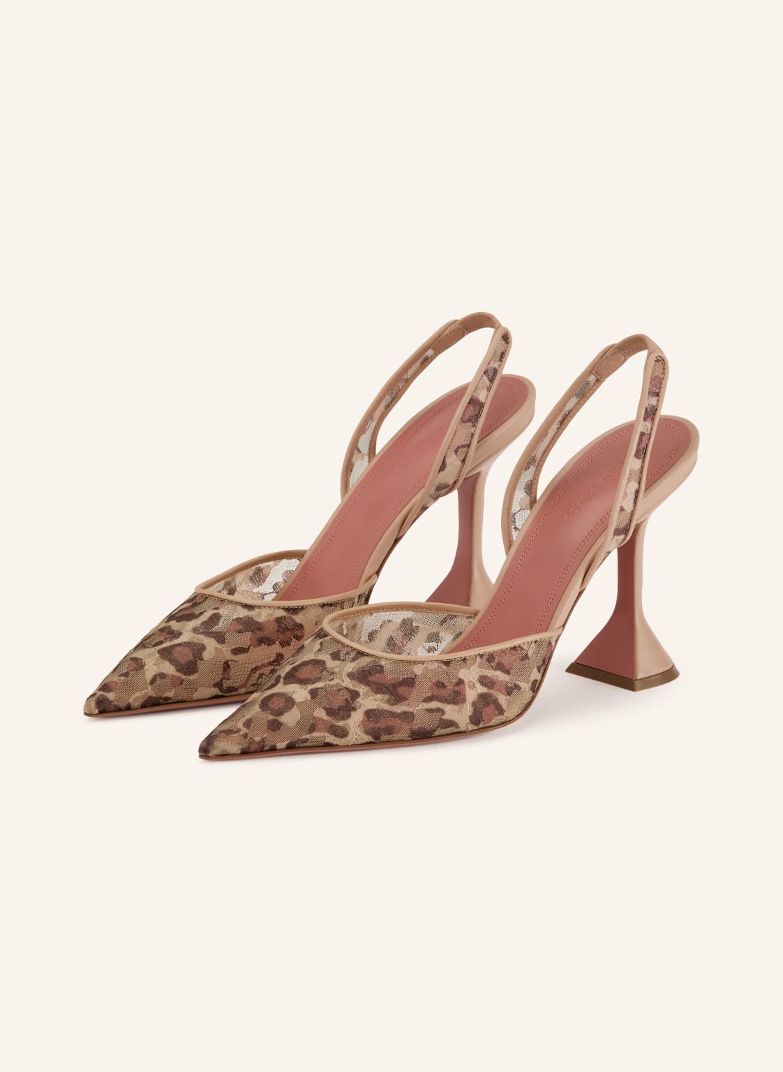 Amina Muaddi Czółenka Na Rzemykach Holli Lace Sling 95 beige