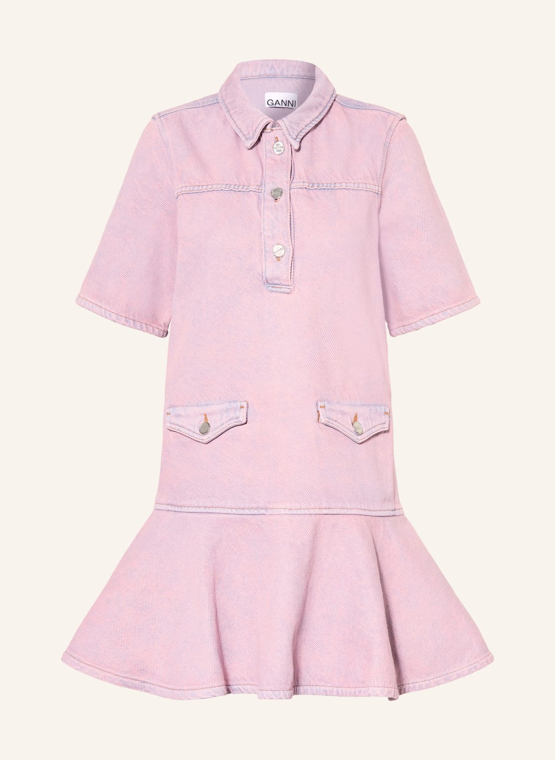 Ganni Sukienka Jeansowa pink