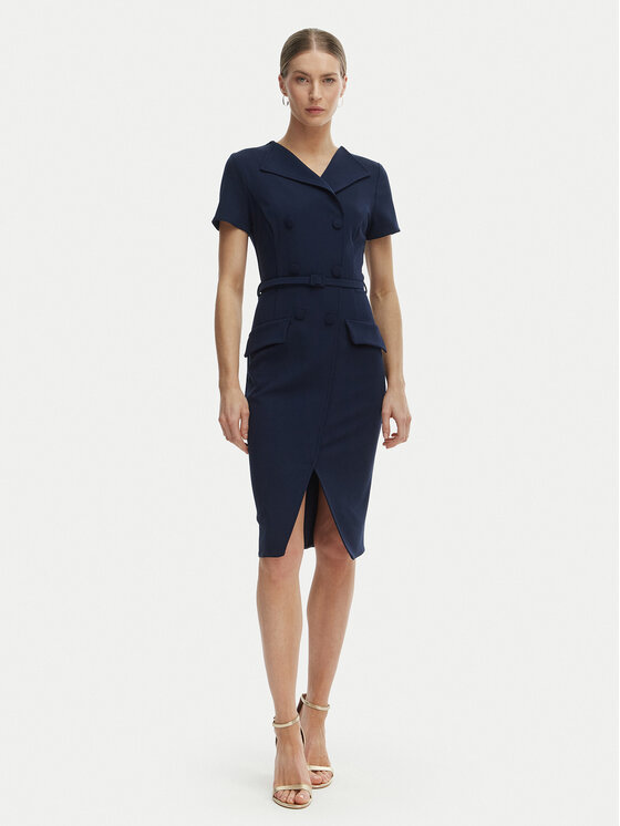 Rinascimento Sukienka koktajlowa CFC0127893003 Granatowy Slim Fit