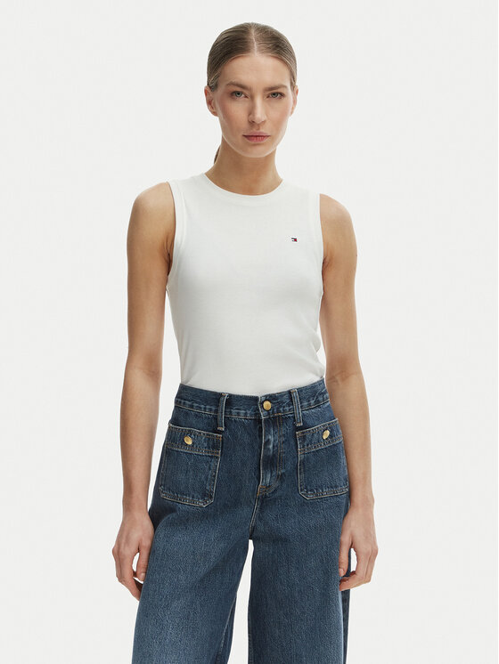 Tommy Hilfiger Top WW0WW47806 Écru Slim Fit