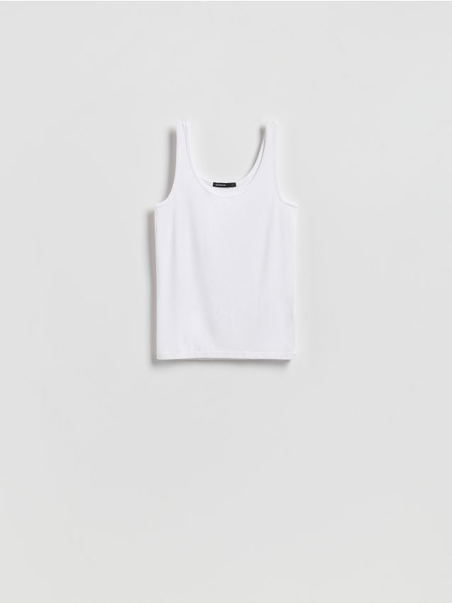 Reserved - Gładki top z wiskozą - biały