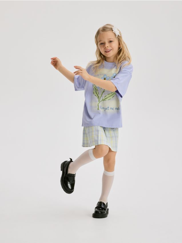 Reserved - Luźny t-shirt z nadrukiem - niebieski