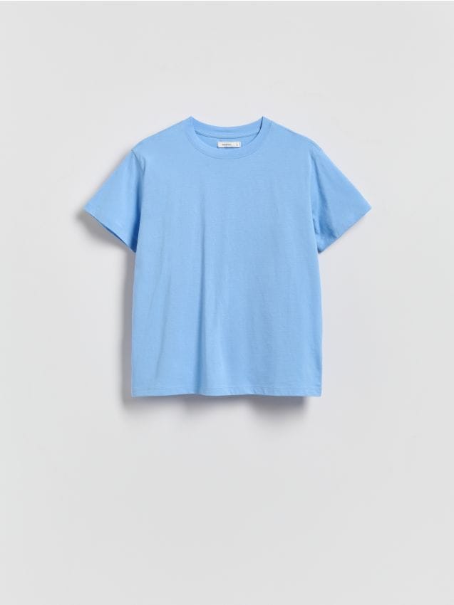 Reserved - Bawełniany t-shirt regular - jasnoniebieski