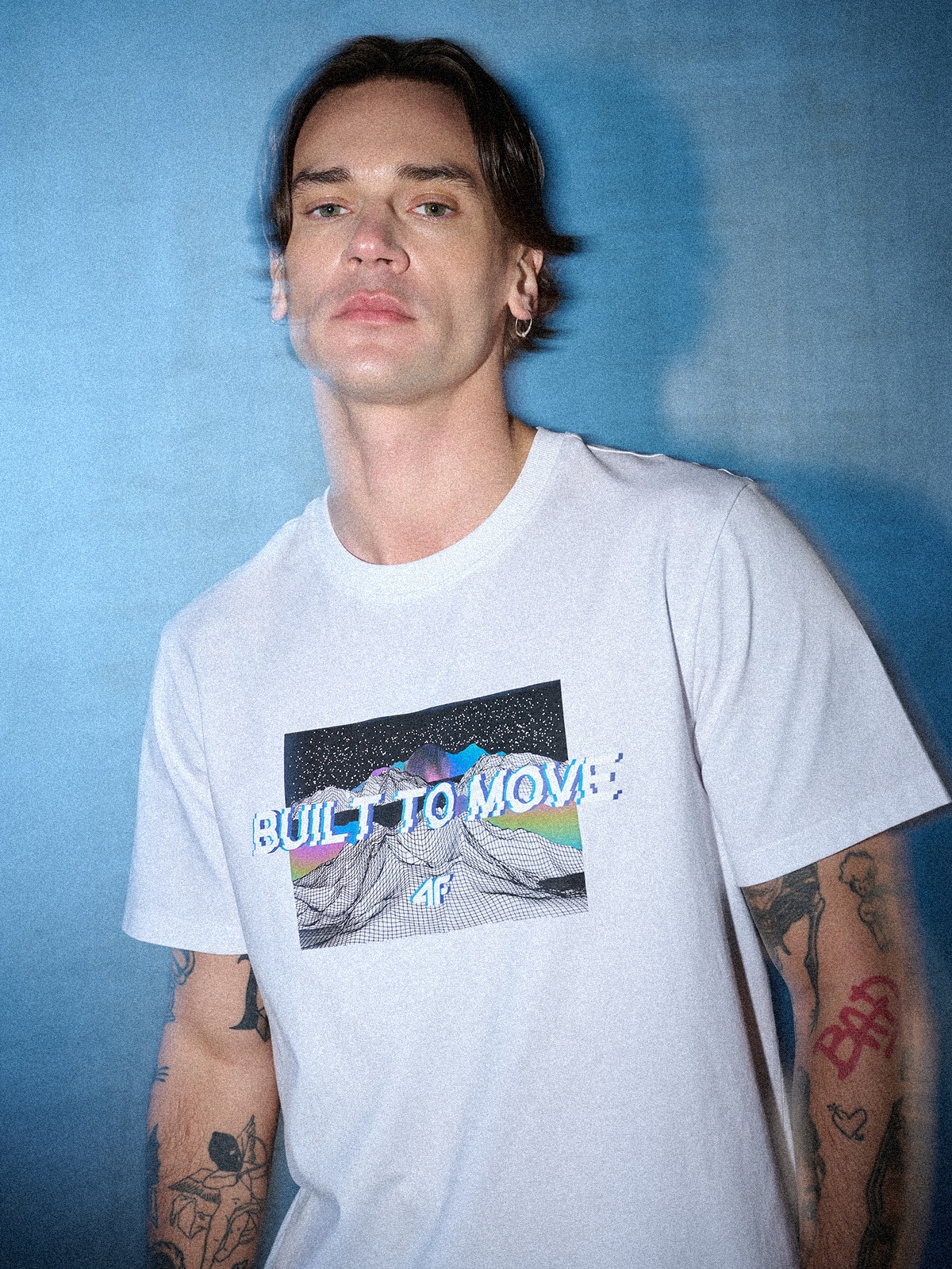 4F T-shirt regular z nadrukiem męski - biały XXL
