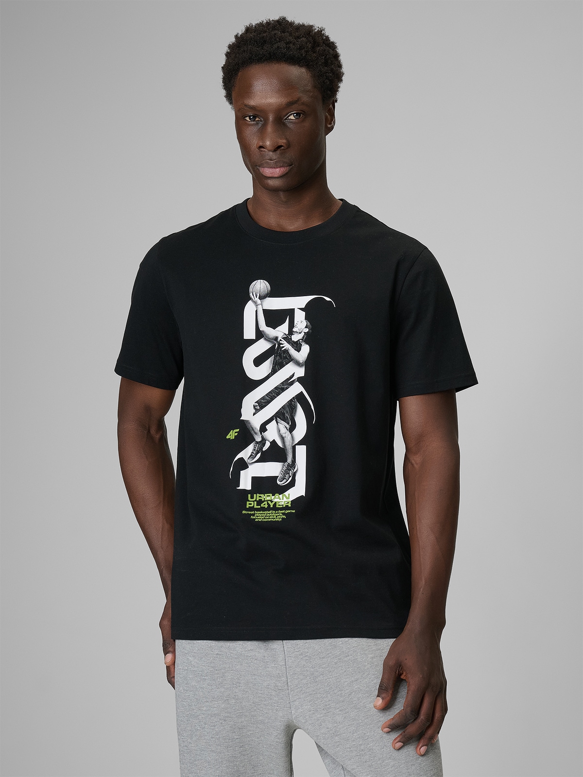 4F T-shirt regular z nadrukiem męski - biały XXL