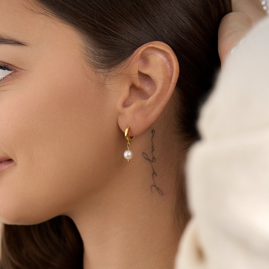 Kolczyki kreolki z perłami naturalnymi srebro 925 pozłacane