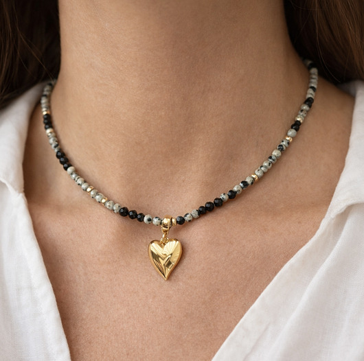 PEPPER HEART naszyjnik JASPIS, kamienie naturalne