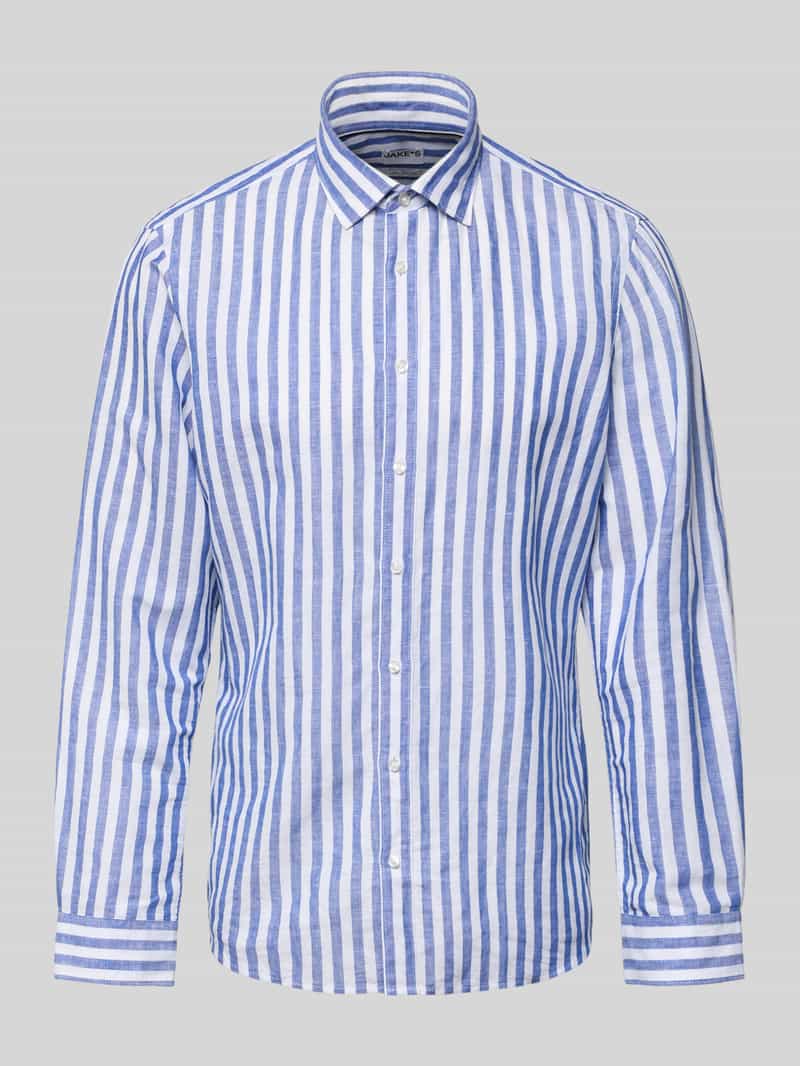 Koszula biznesowa z mieszanki lnu o kroju slim fit z kołnierzem kent